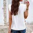 thumbnail image 4 of Scyoekwg Womens Summer Tank Tops Solid Color Ladies Tops Crewneck Pleated Tunic Tops Sleeveless Tops Casual Comfy Loose Blouses (White,M), 4 of 6