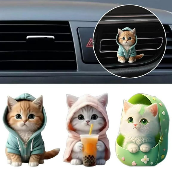FurNest Cute Kitten Car Vent Clips, Car Aromatherapy Diffuser, Fresh Scented Car Freshener Vent Clip, 2024 Christmas Cat Vent Clips, Refillable Car Diffuser Cat Vent Clips for Vehicl