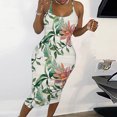 thumbnail image 4 of SMihono Robe Maxi Bohème d'Été pour Femmes Grande Taille Mode Imprimé Couleur Dos Nu Résille Col Rond Robe Longue Sexy Robe de Plage, 4 of 8