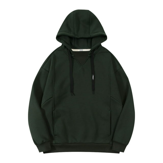 Men Solid Long Sleeve Pullover Fleece Hoodie Inverted Ancient Coat