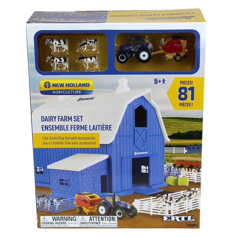 ERTL 1/64 New Holland Dairy Barn Set with animals, T6.164 Tractor