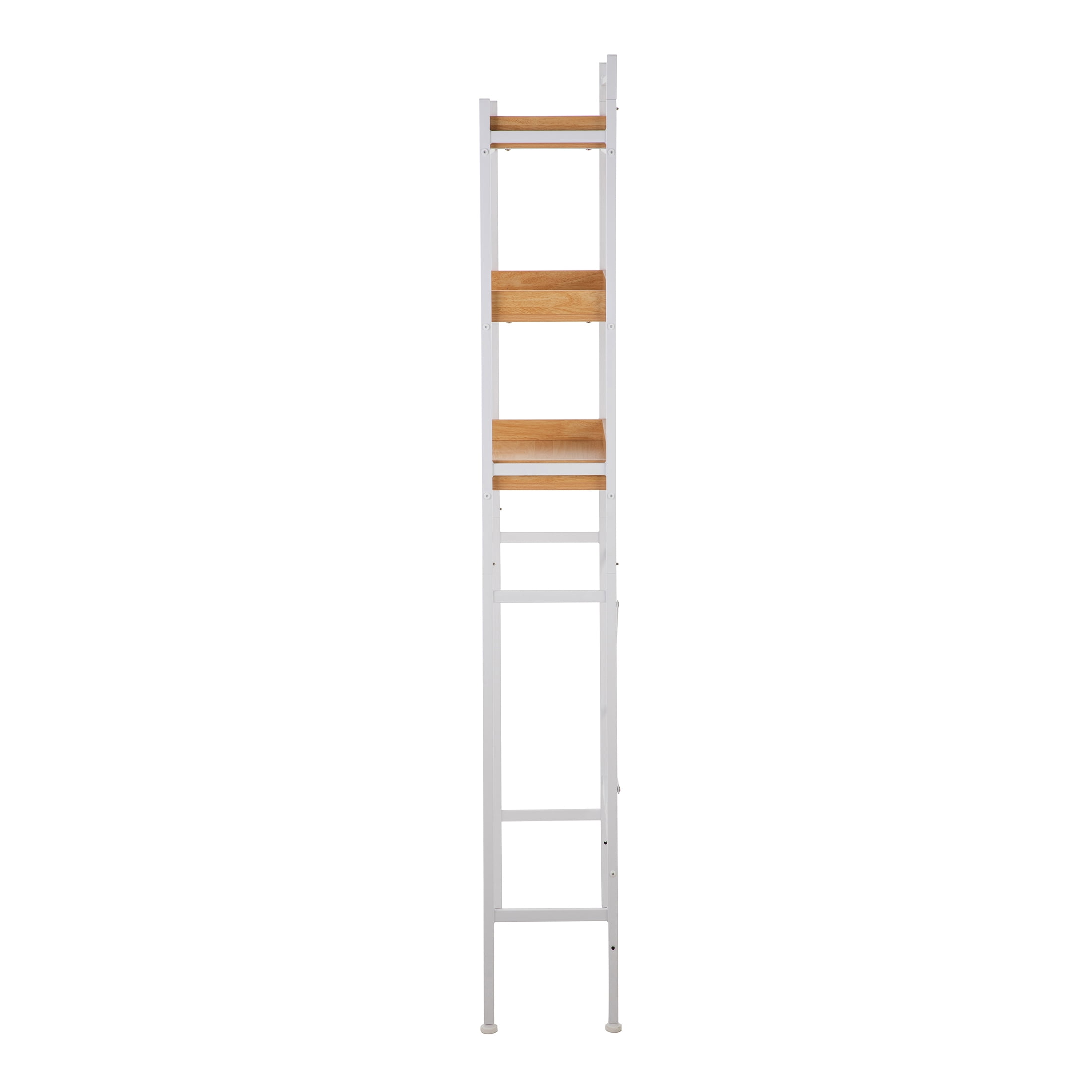 HomeZone Bathroom Quick-Assembly 3-Shelf Steel Storage Shelves with MDF Wood Grain Veneer, White