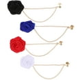 thumbnail image 3 of 4Pcs Rose Boutonniere Prom Flower Brooch Rose Flower Brooch Lapel Pin Tassel Chain Tie Pin Decor, 3 of 5