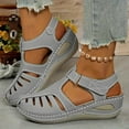 thumbnail image 3 of Dakaela Womens Sandals Closed Toe Wedge Platform Dressy Shoes Comfortable Ankle Strap Casual Summer Beach Slip on Sandal Grey 9, 3 of 7