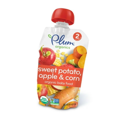 Plum Organics Baby Second Blends Sweet Potato Corn and Apple 4 Ounce Pouches Baby Food