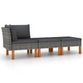 thumbnail image 1 of vidaXL 3 Piece Garden Lounge Set Poly Rattan and Solid Eucalyptus Wood, 1 of 5