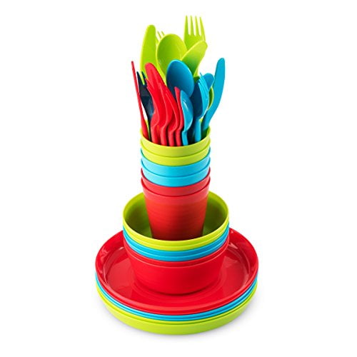 Plastic Dinnerware Set of 6 By Plaskidy 36 Piece Kids Dinnerware Set Includes Kids Cups Kids Plates Kids Bowls Flatware Set Kids Dishes Set are Reusable Microwave Dishwa Walmart