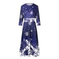 thumbnail image 5 of Christmas Dress for Women Retro Christmas Snowflake Print Long Round Neck Half Sleeve Made of Polyester and Spandex with Soft and Flowy Feature, 5 of 6