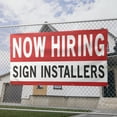 thumbnail image 2 of Now Hiring Sign Installers 13 oz Heavy Duty Vinyl Banner Sign Installer Jobs Available Help Wanted Sign for Business Advertising Indoor/Outdoor Single-Sided w/ Metal Grommets (1.5x5 ft, Wh & Re & Bk), 2 of 6