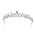 thumbnail image 1 of Tiara de novia con diamantes de imitación y corona de princesa con cristales de estilo retro para desfiles, graduaciones y bodas, color plateado, 1 of 4