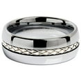 thumbnail image 4 of 8mm Men's Tungsten Carbide Ring Silver Rope Inlay Wedding Band Size 8-16 Comfort Fit (Tungsten, 11), 4 of 6