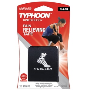 Mueller Typhoon Black Kinesiology Therapeutic Tape, 20 Strips