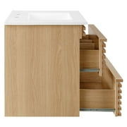 Modway Render 30 Wall-Mount Bathroom Vanity in Oak White