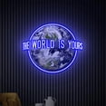 thumbnail image 4 of The World Is Yours Neon Sign, World UV Printed Sign, World Wall Decor, Personalized Gift, Globe Wall Decor(Purple), 4 of 4