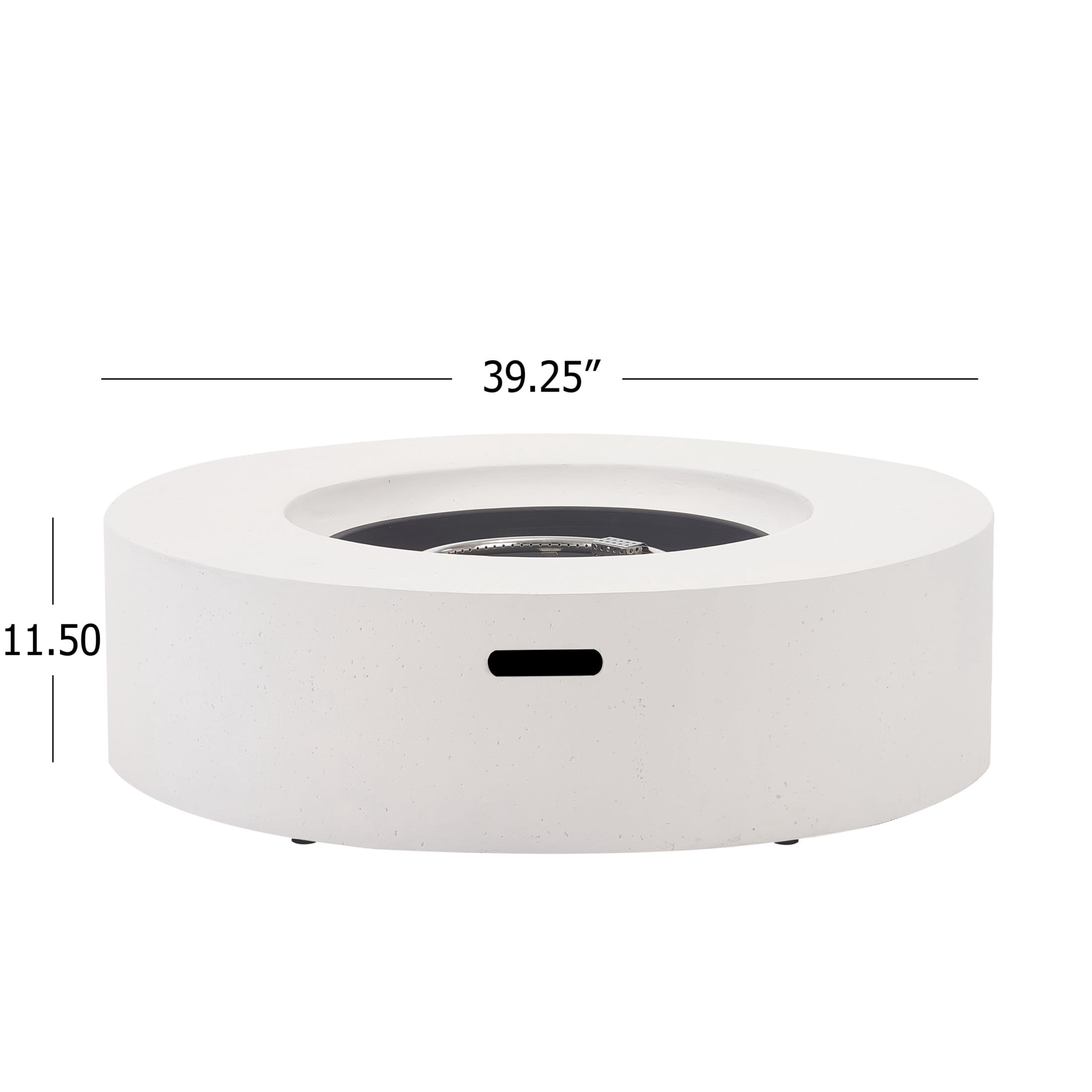 Christopher Knight Home 39" Round Outdoor Propane Fire Pit, Lightweight Concrete 50,000 BTU, White