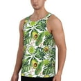 thumbnail image 2 of Gukieu Green Tropical Print Men's Quick Dry Fitness Vest, Round Neck Sleeveless Fitness Bodybuilding Top-Large, 2 of 7