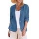 thumbnail image 1 of Chaqueta de Trabajo Informal Ligera para Mujer, con Solapa, Mangas Cuartos, Plisada Elástica, Forrada y Bolsillos Azul L, 1 of 9