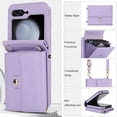 thumbnail image 5 of Allytechgroup Galaxy Z Flip 5 Wallet Case, Stylish Practical Protective Premium PU Leather Cards Slots Hand Wrist Crossbody Strap Phone Case for Samsung Galaxy Z Flip 5, Purple, 5 of 6