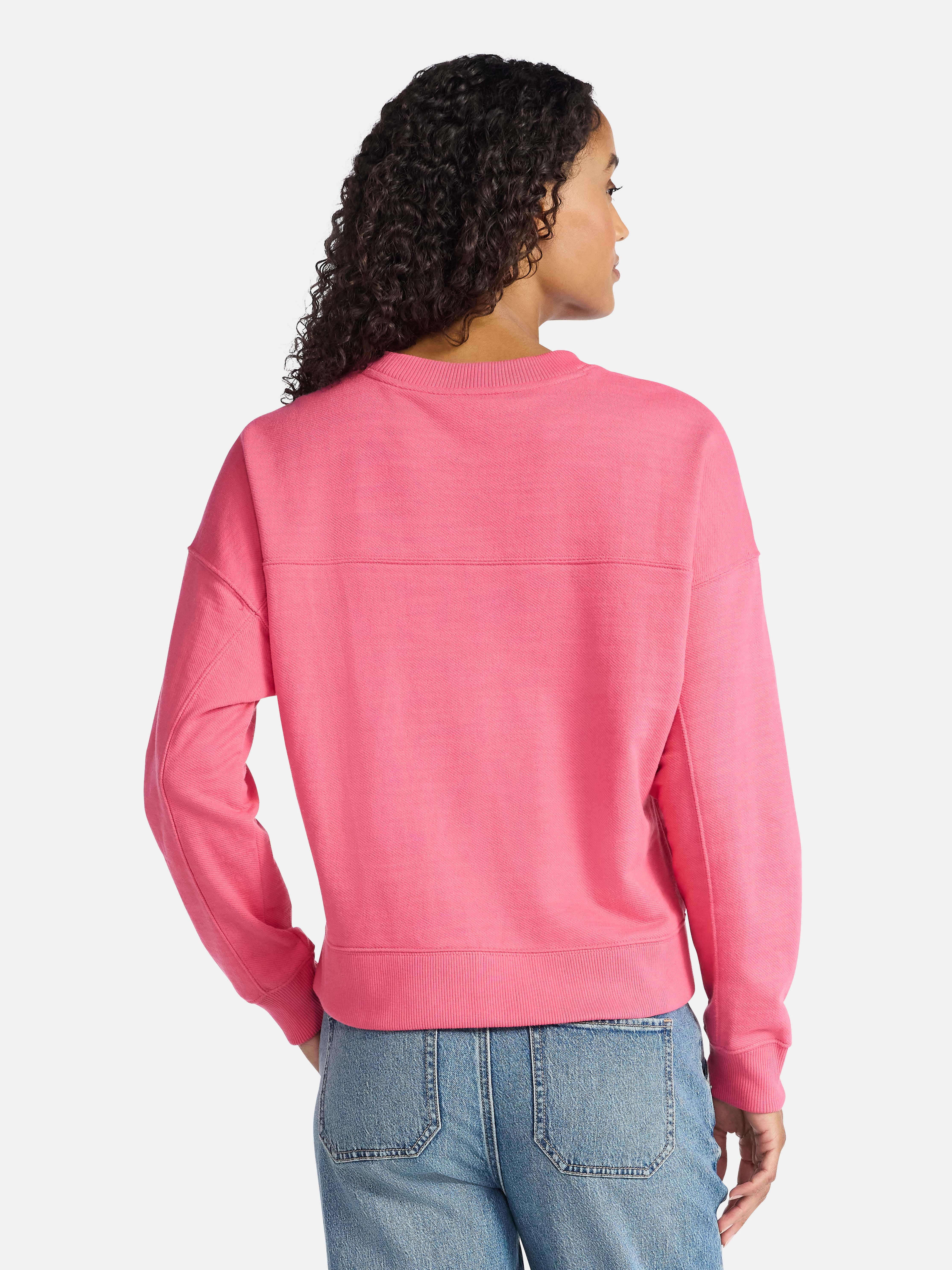 Time and Tru Women’s Ribbed Panel Sweatshirt with Long Sleeves, Sizes XS-XXXL