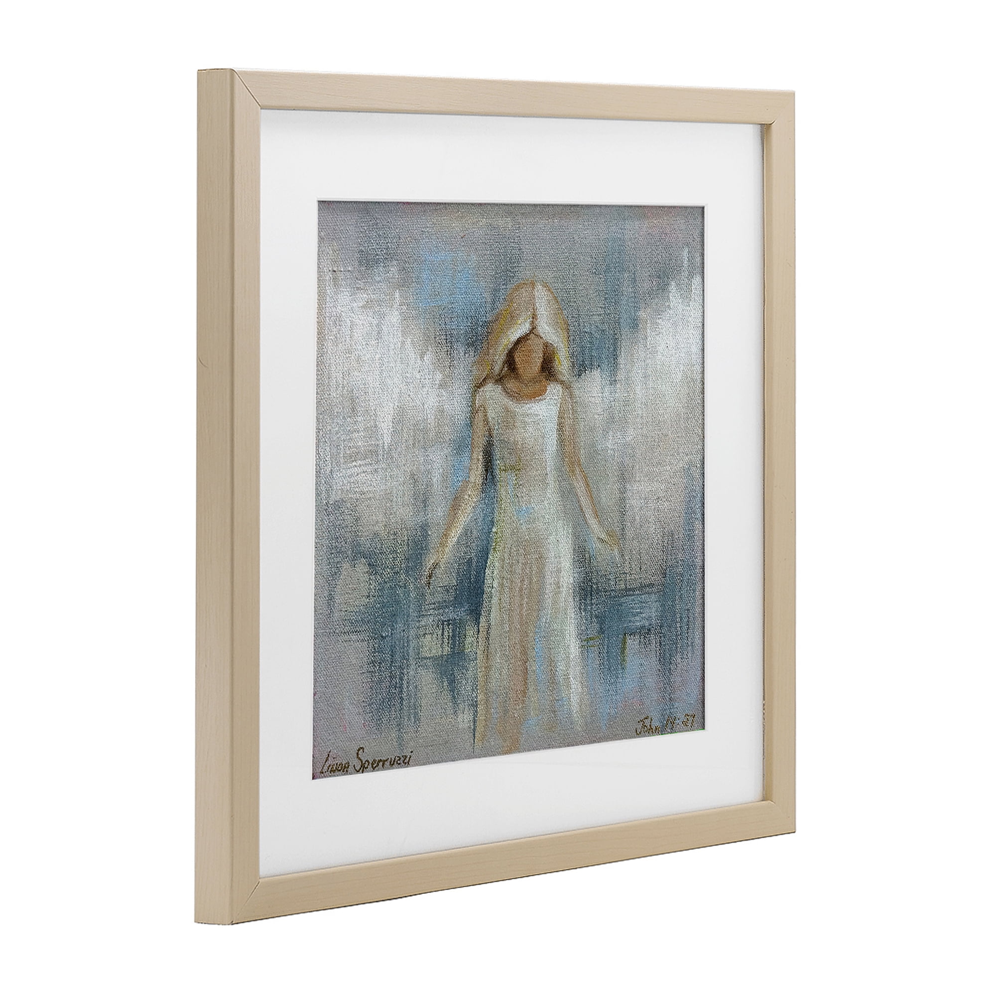 Stupell Industries Ethereal Peace Angel Birch Framed Print Under Glass, design by Linda Sperruzzi