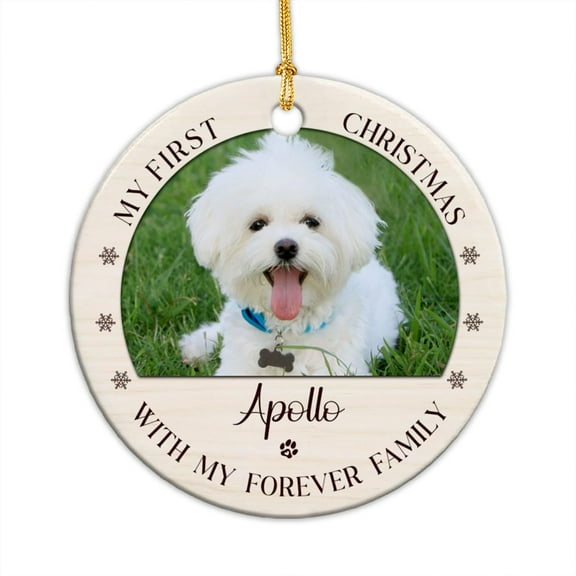 Customized Dog Picture Ornament, My First Christmas with My Forever Family Ornament, Dog Xmas 2025 Ornament Gift for Dog Lovers Dog Owners, Photo Pet 1st Xmas Ornament, Puppy Xmas Keepsake AqwwQL