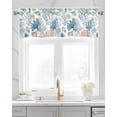 thumbnail image 2 of Red Blue Coral Kitchen Valances for Windows Farmhouse Linen Window Valance Curtain for Living Room Window Treatment Summer Ocean Coastal Starfish Shells Valance Rod Pocket Topper Drape, 54 x 18 Inch, 2 of 6