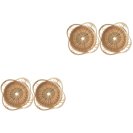 

Coaster for Dinning Table Boho Coasters 4 Pcs Bamboo Weaving Vintage Rattan Decor Placemats Home Decoration