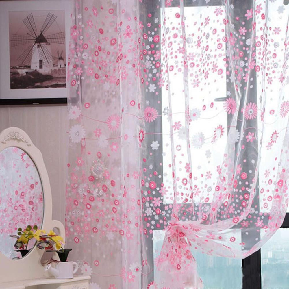 Chic Style Window Curtain Flower Print Sheer Pattern Voile Tulle Valances 7E