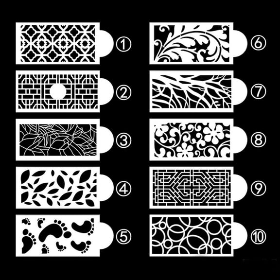 10 Pcs Cake Stencil Decoration,Valentine'S Day Diy Retro Hollow Cake Stencil Set,10.39 X 4.45 Inch Cake Stencils Decorating Buttercream,Spray Flower Cake Templates Set,Plastic Cake Molds,10 PCS