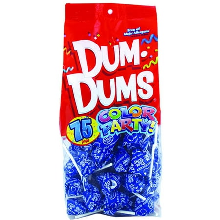 Dum Dums Color Party Lolipops, Blue, Blueberry Flavor, 12.8 oz, 75 Count