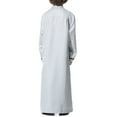 thumbnail image 3 of KAUOD Kids Muslim Midi Thobe Crew Neck Soft Pullover Abaya Robe with Pockets Button Front Plain Long Sleeve Thobe Clothes, 3 of 8