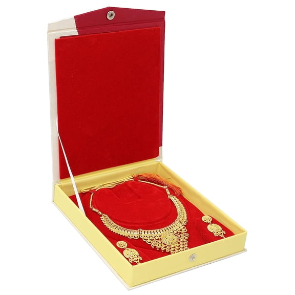 atorakushon Satin Necklace Pendant Earring Ring Bracelet Pearl Storage Holder Display Box for Wedding Engagement Anniversary Women And Girls Cream