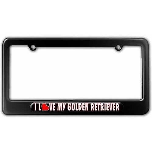 I Love Heart My Golden Retriever License Plate Tag Frame, Multiple