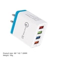 thumbnail image 4 of Cargador De Viaje De 4 Usb Cargador De Carga Rápida 3A Adaptador De Enchufe De Ee. Uu. (Azul Cielo), 4 of 5