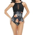 thumbnail image 3 of Liacowi Women One-Piece Swimsuit Flower Print Sleeveless Swimwear Patchwork Bathing Suit Beachwear, 3 of 9