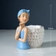 thumbnail image 3 of Estatuilla de niña adorable Zulema de resina azul para decoración de hogar y oficina, 3 of 7