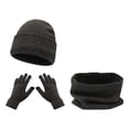 thumbnail image 1 of MIASHUI Women's Scarf, Hat, and Gloves Three-Piece Set Winter Outdoor Riding Skiing Cold Protection Solid Color Knit Hat Warm Set Grey, 1 of 9