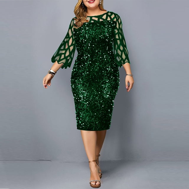Robe d'Été Aguichant à Paillettes Robe Moulante Robe Complète Robe à Paillettes pour Femmes