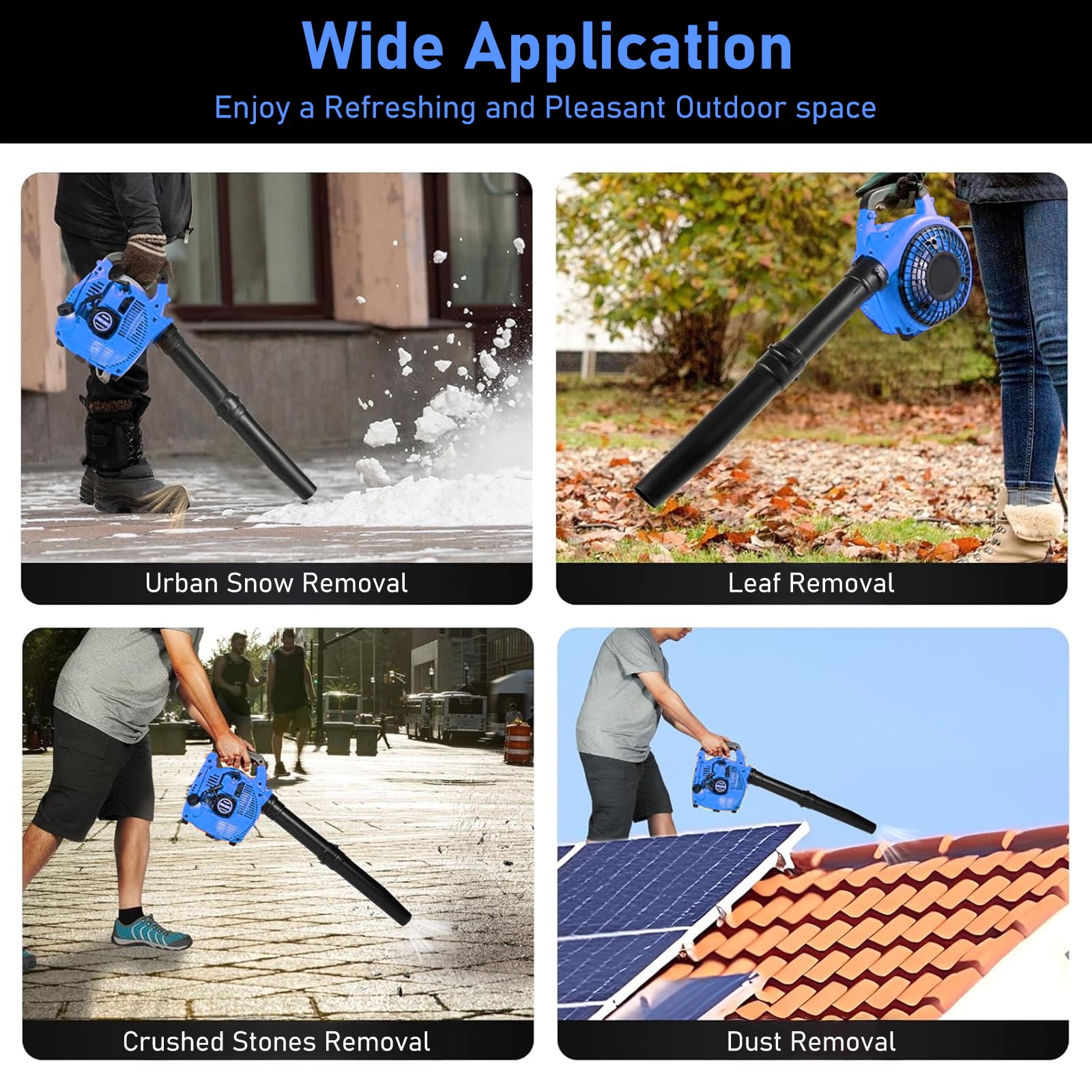 YILIFEIDA Gas Leaf Blower for Yard, 25.4CC 2-Stroke Gas Powered Leaf Blower Commercial Handheld Grass Lawn Garden Dust Blowing Cleaning Tool 7500Rpm, Blue