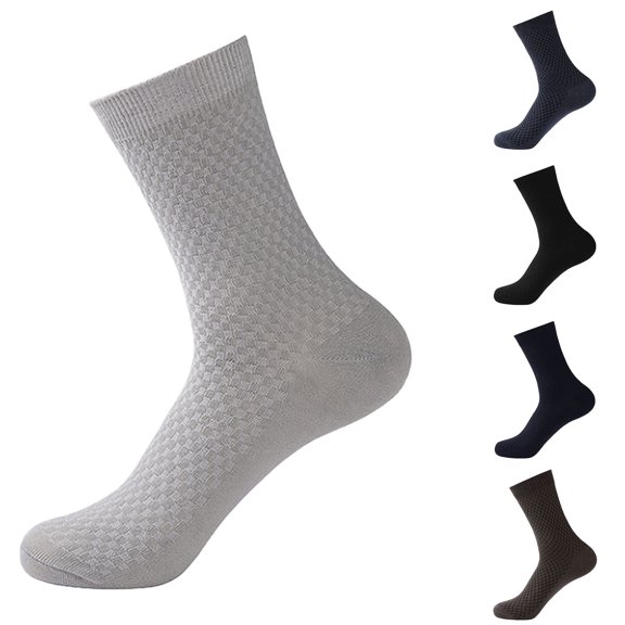 WHEANG 1 Pair Bamboo Fiber Crew Socks for Men Summer Business Casual Socks Pure Color Breathable Sweat-Wicking Deodorant Comfortable Cotton Socks(Color Blue One Size)
