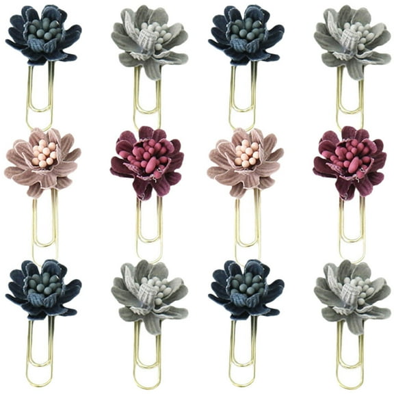 12 pcs Flower Paperclips Cute Paper Clips Bookmark Marking Paper Clips Small Paper Clips