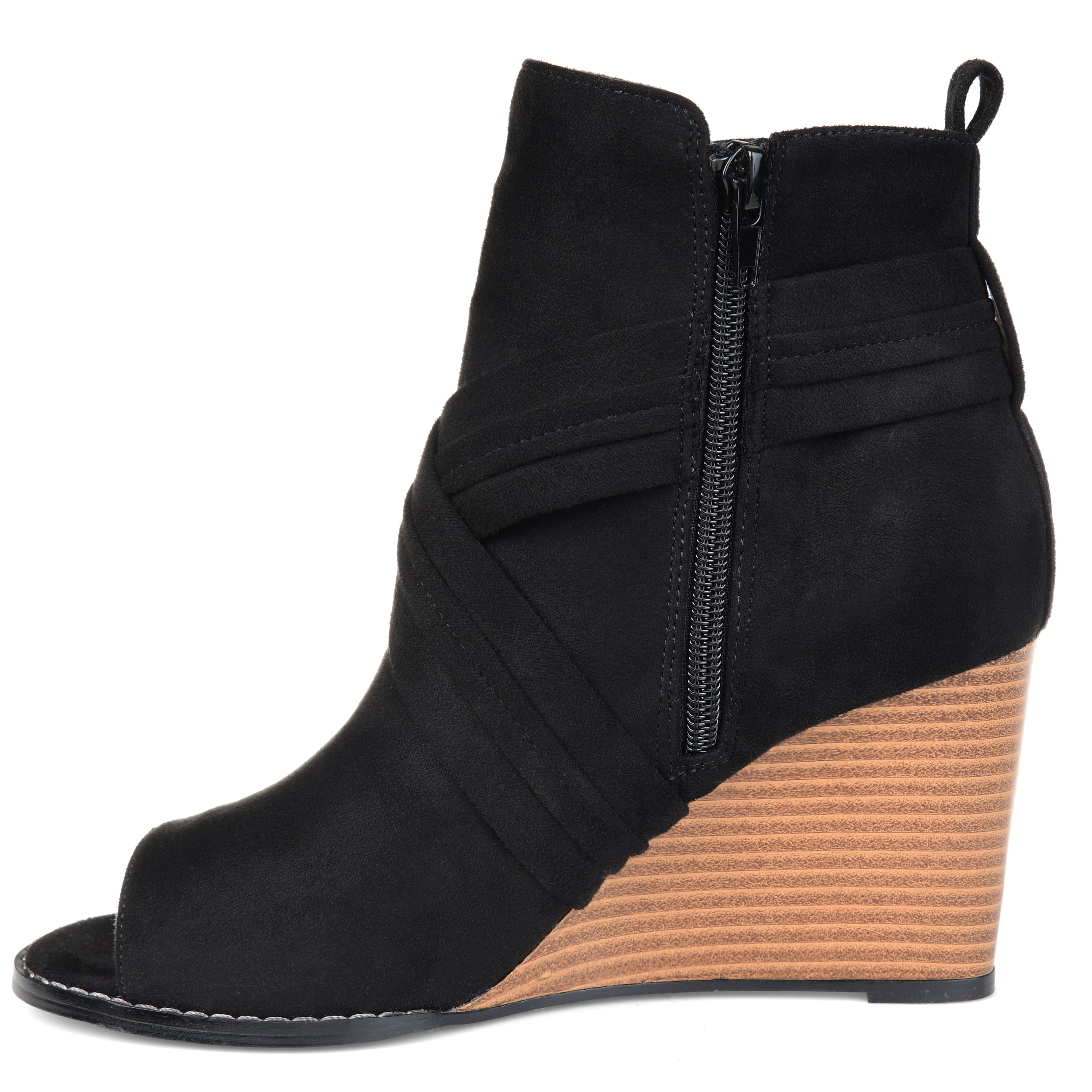 Journee Womens Sabeena Inside Zip Open Toe Wedge Booties