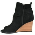 thumbnail image 3 of Journee Womens Sabeena Inside Zip Open Toe Wedge Booties, 3 of 10