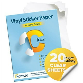 Paper Plan 90% Clear Sticker Paper for Inkjet Printer (20 Sheets) - Glossy 8.5 x 11 - Printable Vinyl - Transparent - Adhesive - Clear Sheets - Clear