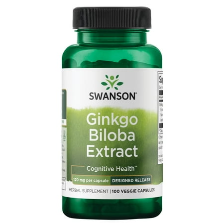 Swanson Standardized Ginkgo Biloba Extract Vegetable Capsules, 120 mg, 100 Count
