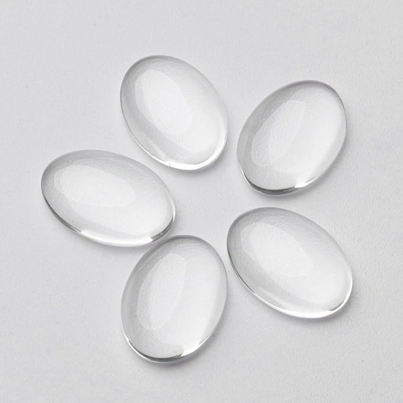 100pc Transparent Glass Cabochons Oval Clear 25x18mm 5.4mm(Range: 4.9~5.9mm) thick DIY