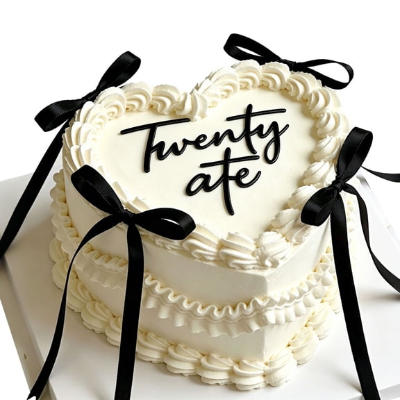 28th Birthday Cake Decorations Set - "Twentyate" Black & White Minimalist Party Supplies for Adults