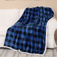 thumbnail image 7 of Catalonia Buffalo Plaid Sherpa Throw Blanket, Super Soft Reversible Fleece Blanket for Cabin Bed or Couch, Blue Plaid, 50"" x 60""., 7 of 7
