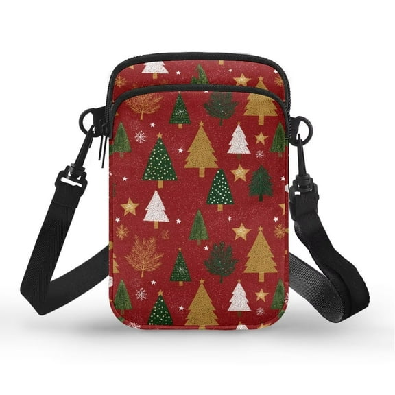 XYZCANDO Christmas Tree Small Crossbody Cellphone Bags for Women Mini Messenger Phone Handbag Shoulder Purse Portable Money Case with Strap Lightweight for Running Yoga Hiking