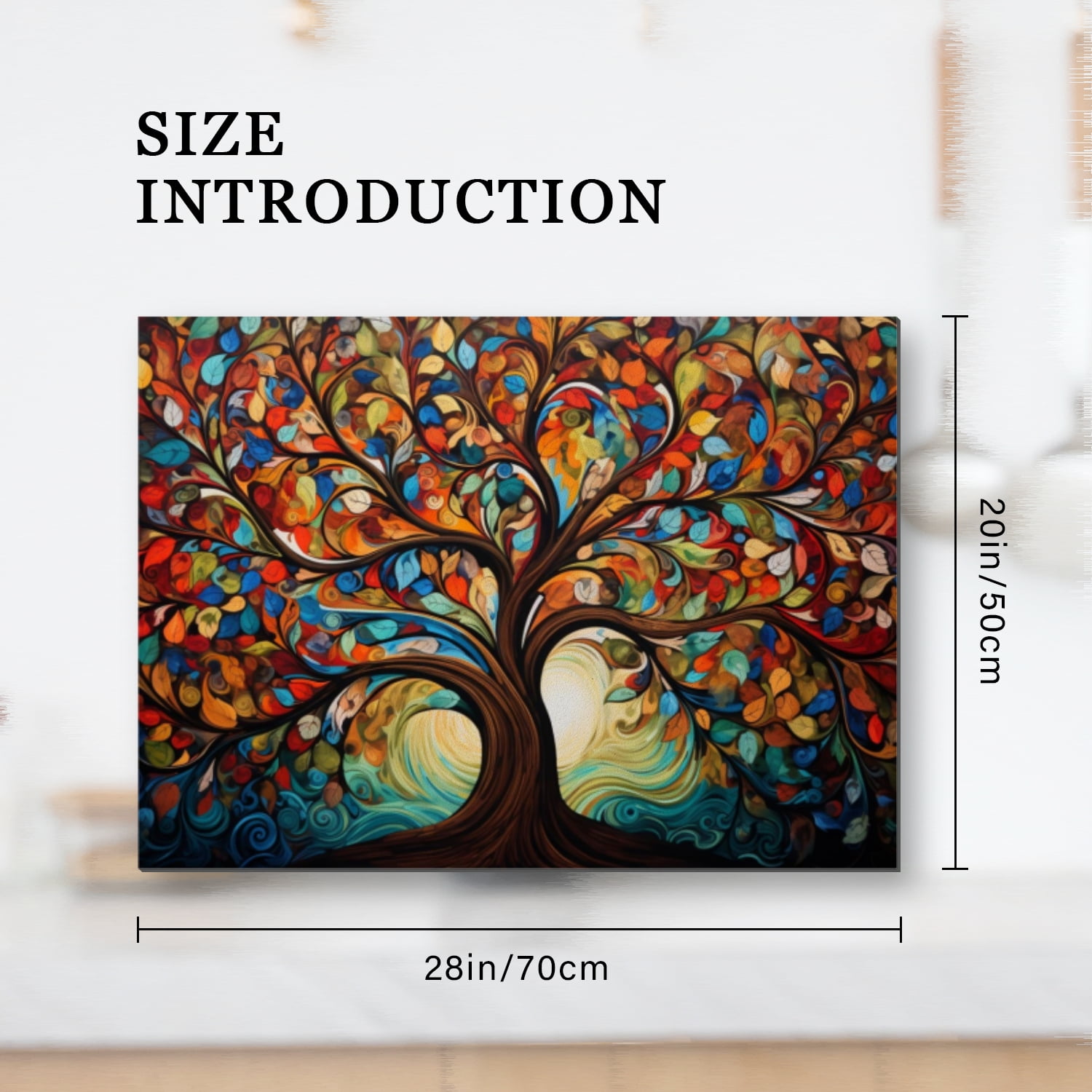 Square Glasstop Stove Covers, Colorful Tree Leaves Heat Resistant Stove Top Cover, Non-slip Washable Decoration Countertop Pad for Kitchen RV (28×20 Inch)